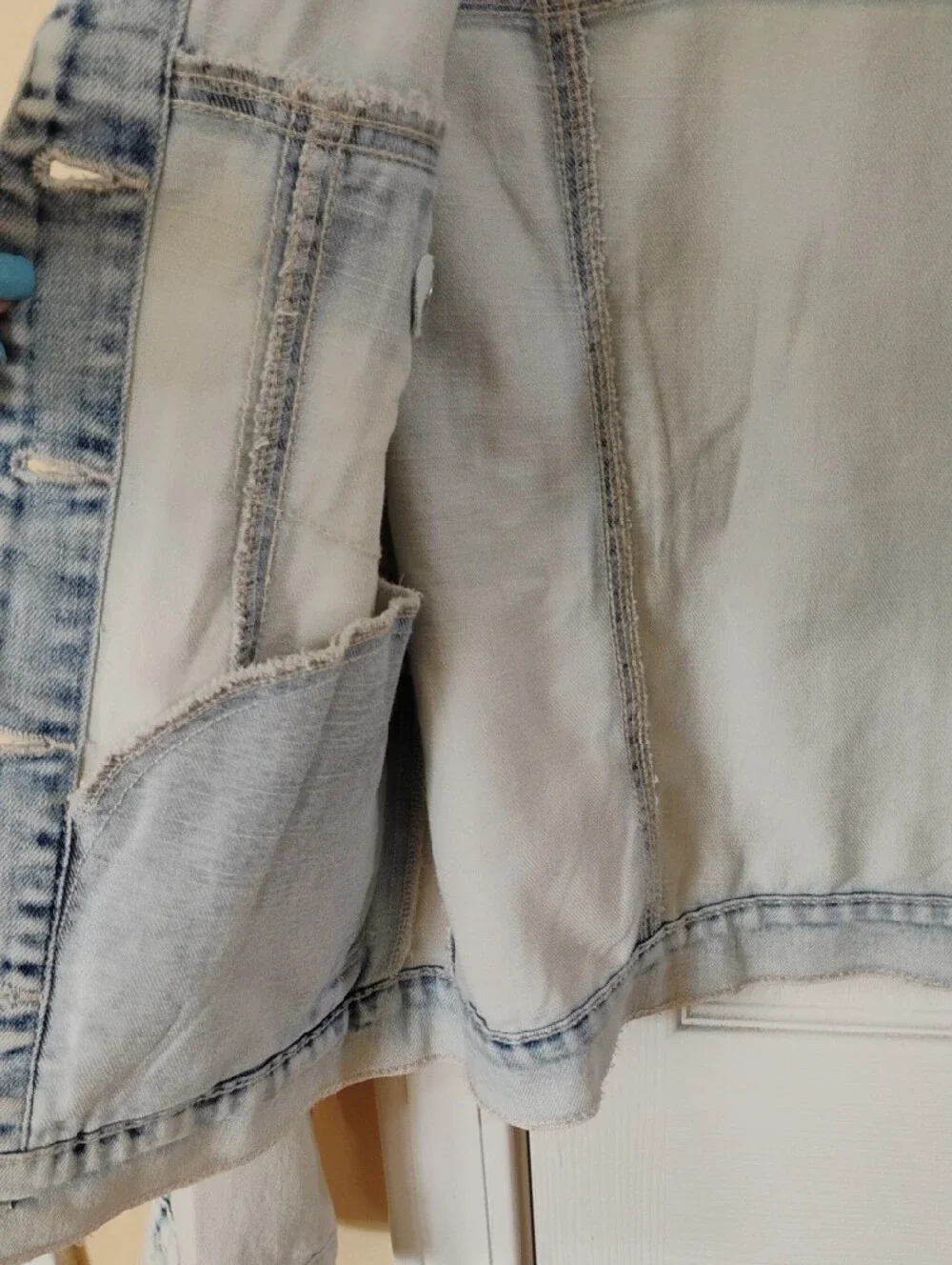 Old Navy Light Wash Denim Jacket with Pink Sherpa Trim
